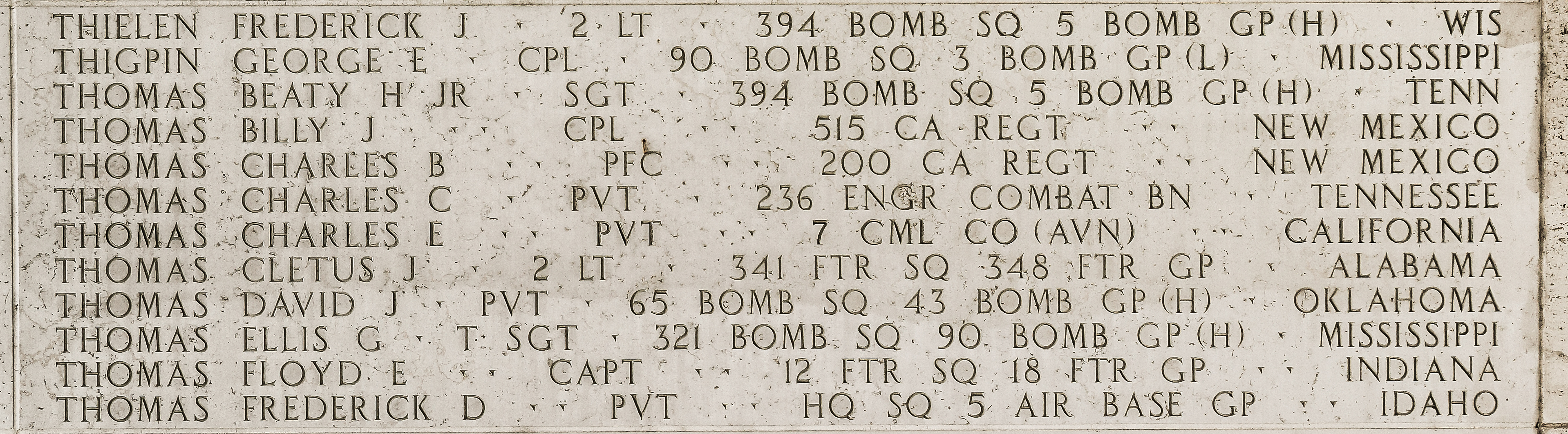 Ellis G. Thomas, Technical Sergeant